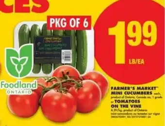 No Frills Farmer's Market Mini Cucumbers or Tomatoes on the Vine offer
