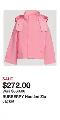 Holt Renfrew BURBERRY Hooded Zip Jacket offer