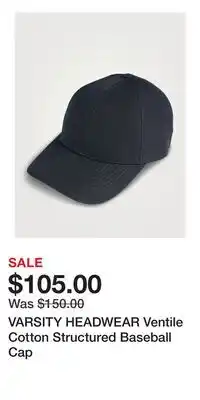 Holt Renfrew VARSITY HEADWEAR Ventile Cotton Structured Baseball Cap offer