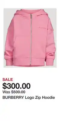 Holt Renfrew BURBERRY Logo Zip Hoodie offer