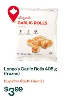 Voilà Longo's Garlic Rolls 405 g (frozen) offer