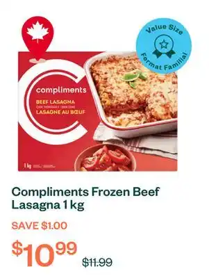 Voilà Compliments Frozen Beef Lasagna 1 kg offer