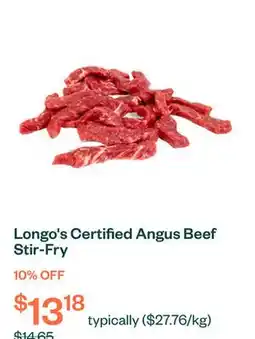 Voilà Longo's Certified Angus Beef Stir-Fry offer