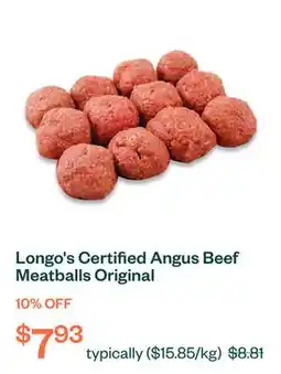 Voilà Longo's Certified Angus Beef Meatballs Original offer