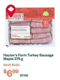 Voilà Hayter's Farm Turkey Sausage Maple 375 g offer