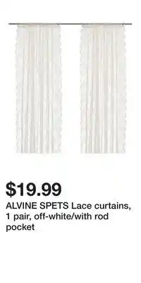IKEA ALVINE SPETS Lace curtains, 1 pair, off-white/with rod pocket offer