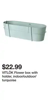 IKEA VITLÖK Flower box with holder, indoor/outdoor/turquoise offer