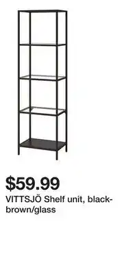 IKEA VITTSJÖ Shelf unit, black-brown/glass offer