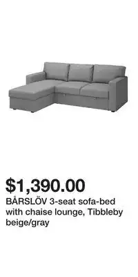 IKEA BÅRSLÖV 3-seat sofa-bed with chaise lounge, Tibbleby beige/gray offer