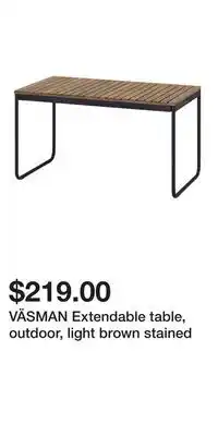 IKEA VÄSMAN Extendable table, outdoor, light brown stained offer