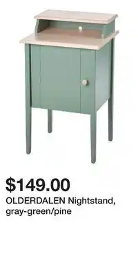 IKEA OLDERDALEN Nightstand, gray-green/pine offer