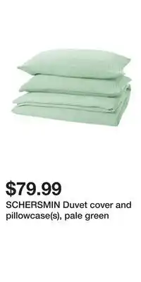 IKEA SCHERSMIN Duvet cover and pillowcase(s), pale green offer