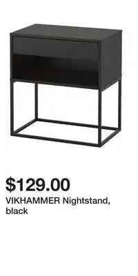 IKEA VIKHAMMER Nightstand, black offer