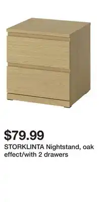 IKEA STORKLINTA Nightstand, oak effect/with 2 drawers offer