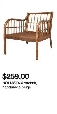 IKEA HOLMSTA Armchair, handmade beige offer