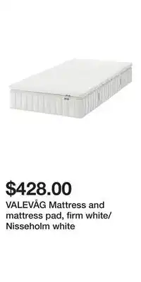 IKEA VALEVÅG Mattress and mattress pad, firm white/Nisseholm white offer