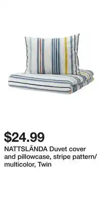 IKEA NATTSLÄNDA Duvet cover and pillowcase, stripe pattern/multicolor, Twin offer