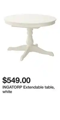 IKEA INGATORP Extendable table, white offer