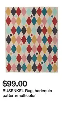 IKEA BUSENKEL Rug, harlequin pattern/multicolor offer