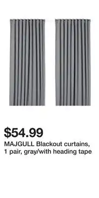 IKEA MAJGULL Blackout curtains, 1 pair, gray/with heading tape offer