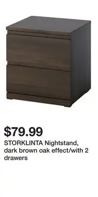 IKEA STORKLINTA Nightstand, dark brown oak effect/with 2 drawers offer