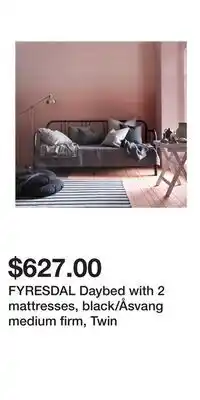 IKEA FYRESDAL Daybed with 2 mattresses, black/Åsvang medium firm, Twin offer