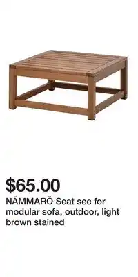 IKEA NÄMMARÖ Seat sec for modular sofa, outdoor, light brown stained offer