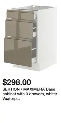 IKEA SEKTION / MAXIMERA Base cabinet with 3 drawers, white/Voxtorp high-gloss dark grey-brown offer