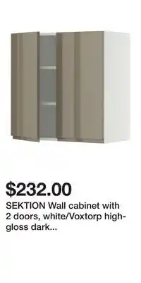 IKEA SEKTION Wall cabinet with 2 doors, white/Voxtorp high-gloss dark grey-brown offer