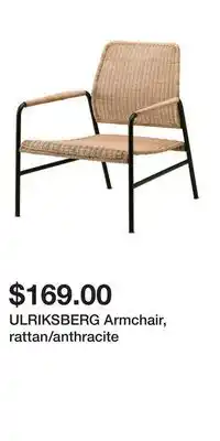 IKEA ULRIKSBERG Armchair, rattan/anthracite offer