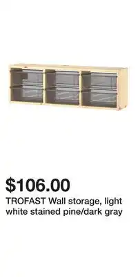 IKEA TROFAST Wall storage, light white stained pine/dark gray offer