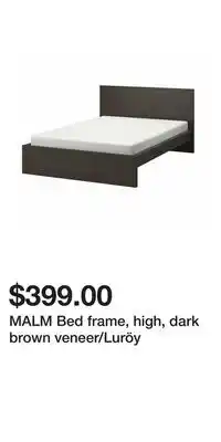 IKEA MALM Bed frame, high, dark brown veneer/Luröy offer