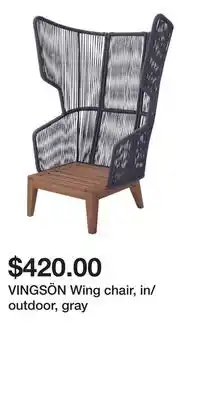 IKEA VINGSÖN Wing chair, in/outdoor, gray offer