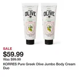 TSC Stores KORRES Pure Greek Olive Jumbo Body Cream Duo offer