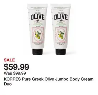 TSC Stores KORRES Pure Greek Olive Jumbo Body Cream Duo offer
