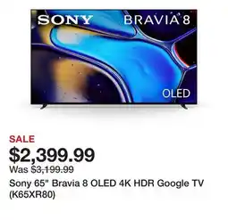 TSC Stores Sony 65 Bravia 8 OLED 4K HDR Google TV (K65XR80) offer