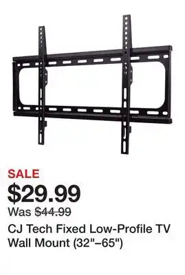 TSC Stores CJ Tech Fixed Low-Profile TV Wall Mount (32–65) offer