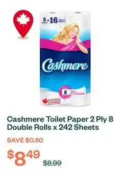 Voilà Cashmere Toilet Paper 2 Ply 8 Double Rolls x 242 Sheets offer