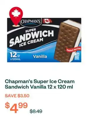 Voilà Chapman's Super Ice Cream Sandwich Vanilla 12 x 120 ml offer