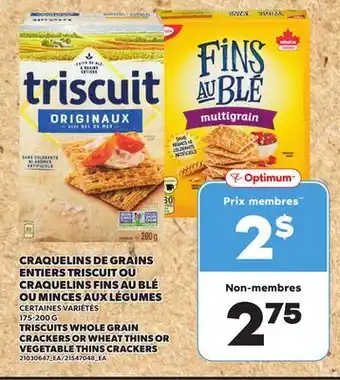 Provigo CRAQUELINS DE GRAINS ENTIERS TRISCUIT OU CRAQUELINS FINS AU BLÉ OU MINCES AUX LÉGUMES, 175-200 G offer