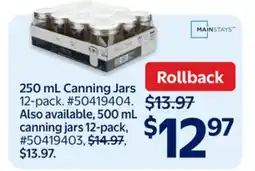 Walmart 250 mL Canning Jars offer