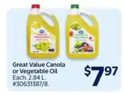 Walmart Great Value Canola or Vegetable Oil offer