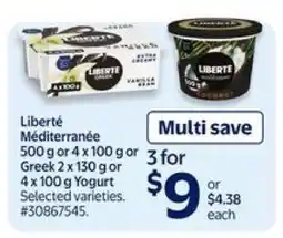 Walmart Liberté Méditerranée or Greek Yogurt offer