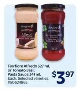 Walmart Fiorfiore Alfredo or Tomato Basil Pasta Sauce offer
