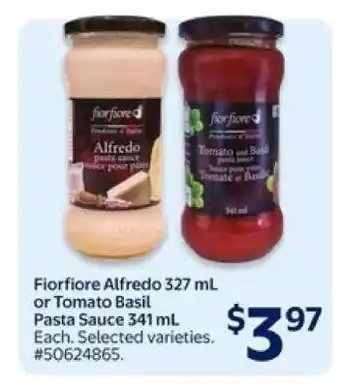 Walmart Fiorfiore Alfredo or Tomato Basil Pasta Sauce offer