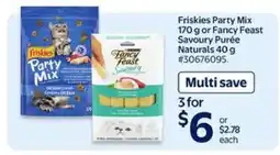Walmart Friskies Party Mix 170 g or Fancy Feast Savoury Purée Naturals 40 g offer