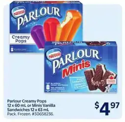 Walmart Parlour Creamy Pops or Minis Vanilla Sandwiches offer