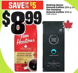 FreshCo Kicking Horse Ground Coffee or Tim Hortons Ground Coffee offer