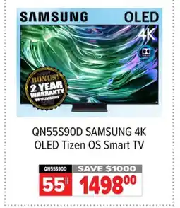 2001 Audio Video QN55S90D SAMSUNG 55 4K OLED Tizen OS Smart TV offer