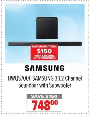 2001 Audio Video SAMSUNG HWQS700F 3.1. 2 Channel Soundbar with Subwoofer offer